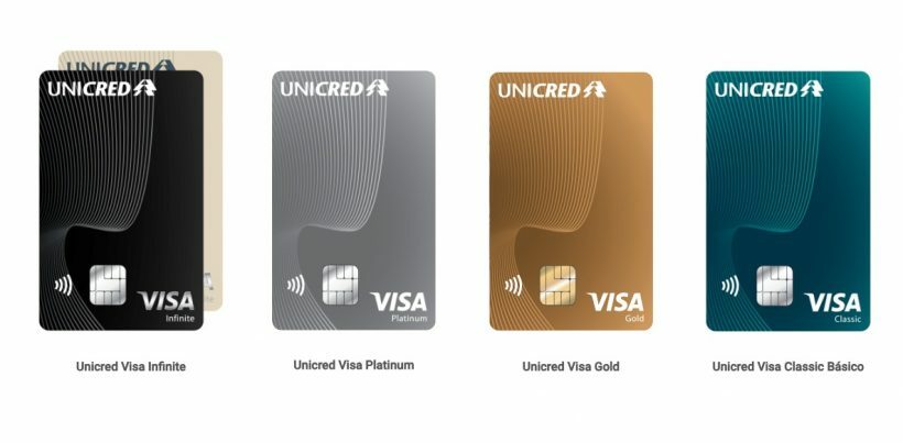 Cartões Unicred oferecidos para correntistas, incluindo Básico, Gold, Platinum e Unicred Visa Infinite